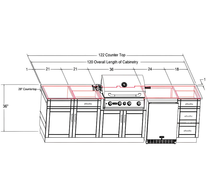 Bull Charleston 10' DuraBull Outdoor Kitchen Island