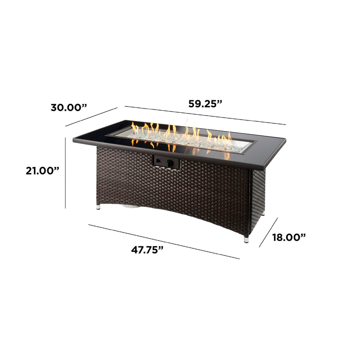 Outdoor GreatRoom Montego 59" Linear Gas Fire Pit Table