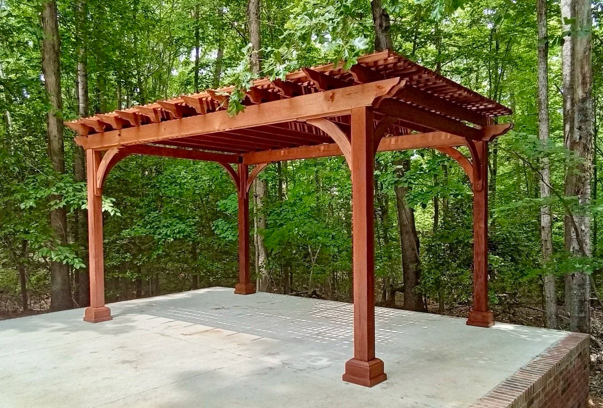 Creative Gazebos Elegant Rectangle Pergola — 10 × 12 ft: 10x14 Elegant Wood Pergola. Manufacturer family example; size, finishes and optional features vary.