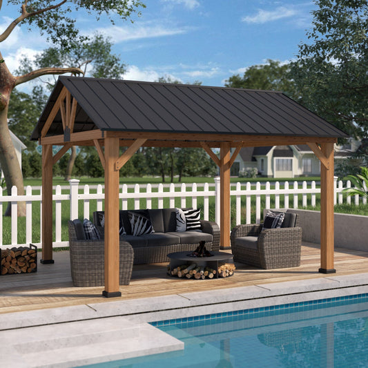 Eagle Peak 13x11 Cedar Wood Gazebo Hardtop Gazebo
