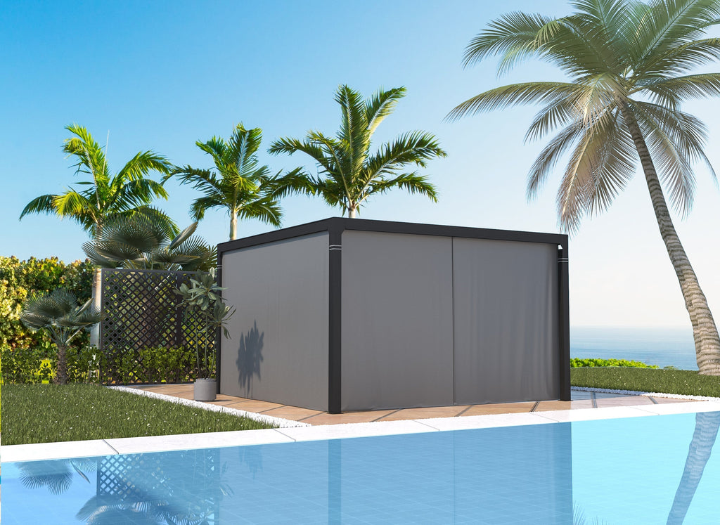 HOMREST Louvered Pergola 12x12 Outdoor Hard Top Pergola with Aluminum Frame, Gray-Black