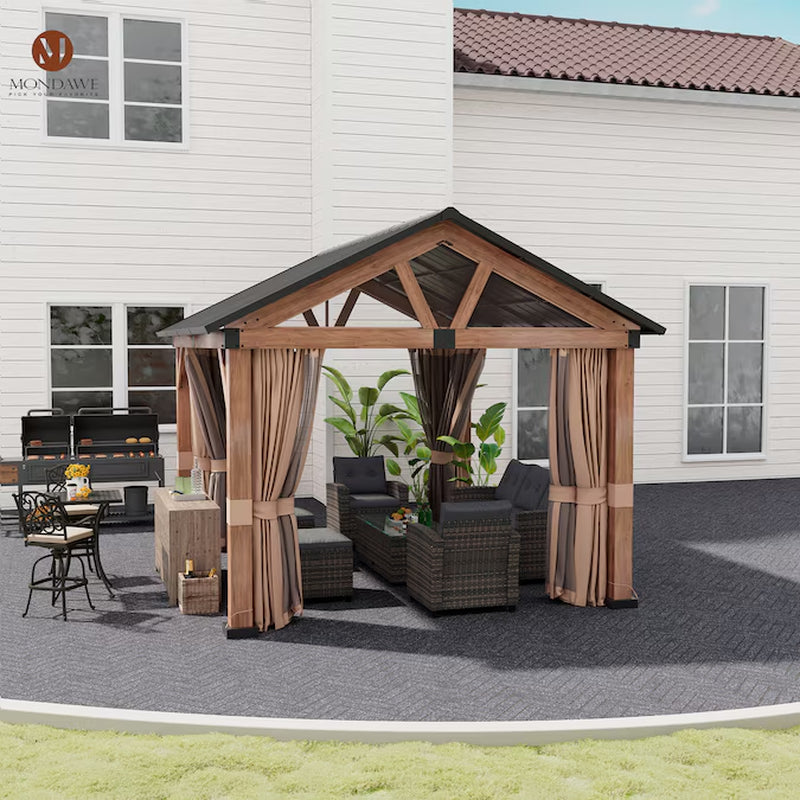 Alora 13 x 11 ft Brown Hardtop Gazebo with Screen