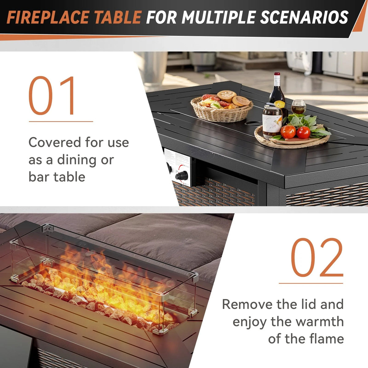 7-Piece Wicker Patio Set with Fire Pit Table