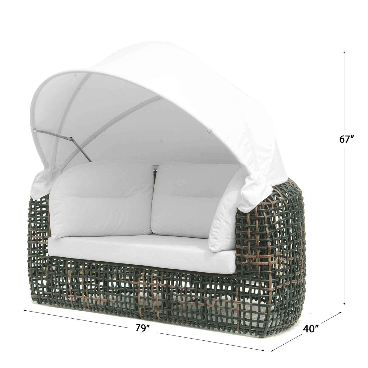Dynasty Daybed with Canopy and Sunbrella Cushions (Black Mushroom)