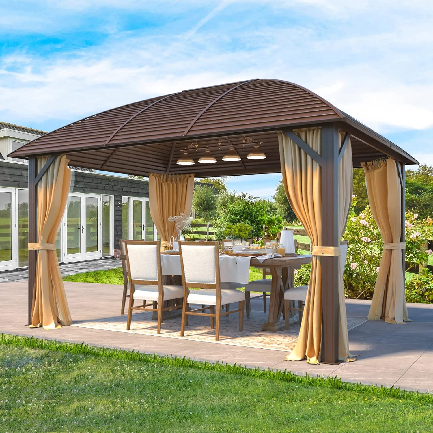 Homrest 10' x 13' Hardtop Gazebo with Galvanized Steel Roof with Aluminum Frame