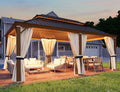 Homrest 12' x 20' Hardtop Gazebo with Aluminum Frame, Wood-Grain
