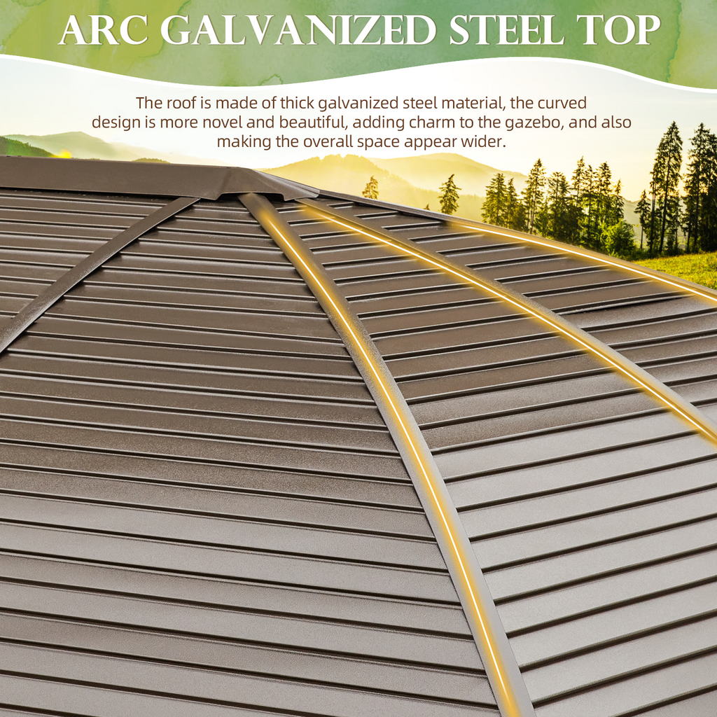 Homrest 10' x 13' Hardtop Gazebo with Galvanized Steel Roof with Aluminum Frame