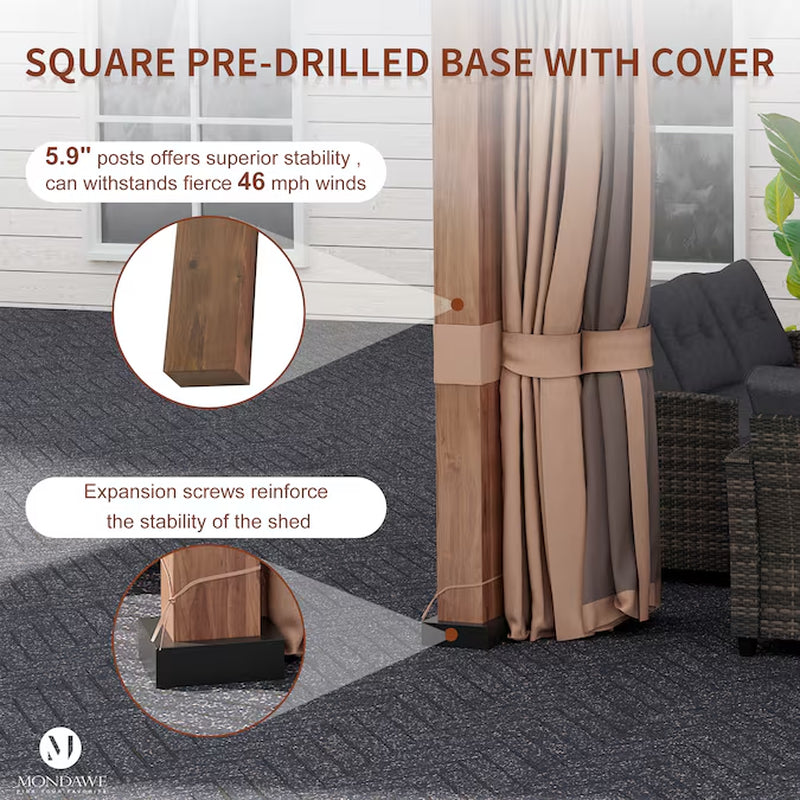 Alora 13 x 11 ft Brown Hardtop Gazebo with Screen