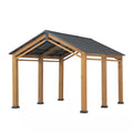 Hanover 11 x 13 ft Cedar Wood Carport Gazebo with Powder-Coated Steel Roof