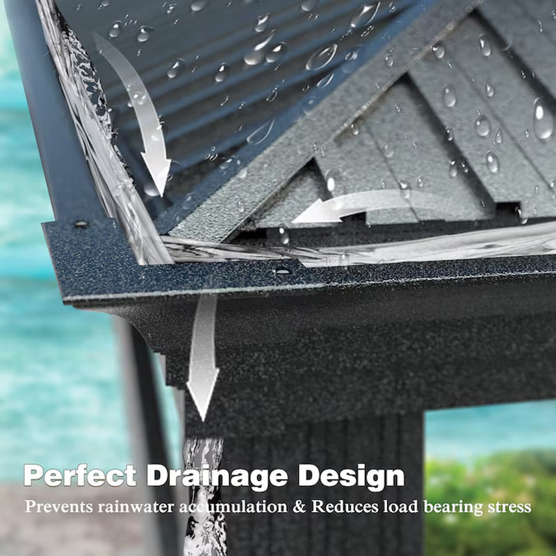 Alora Black Hardtop Gazebo with Double Roof and Netting