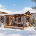 Alora 13 x 11 ft Brown Hardtop Gazebo with Screen