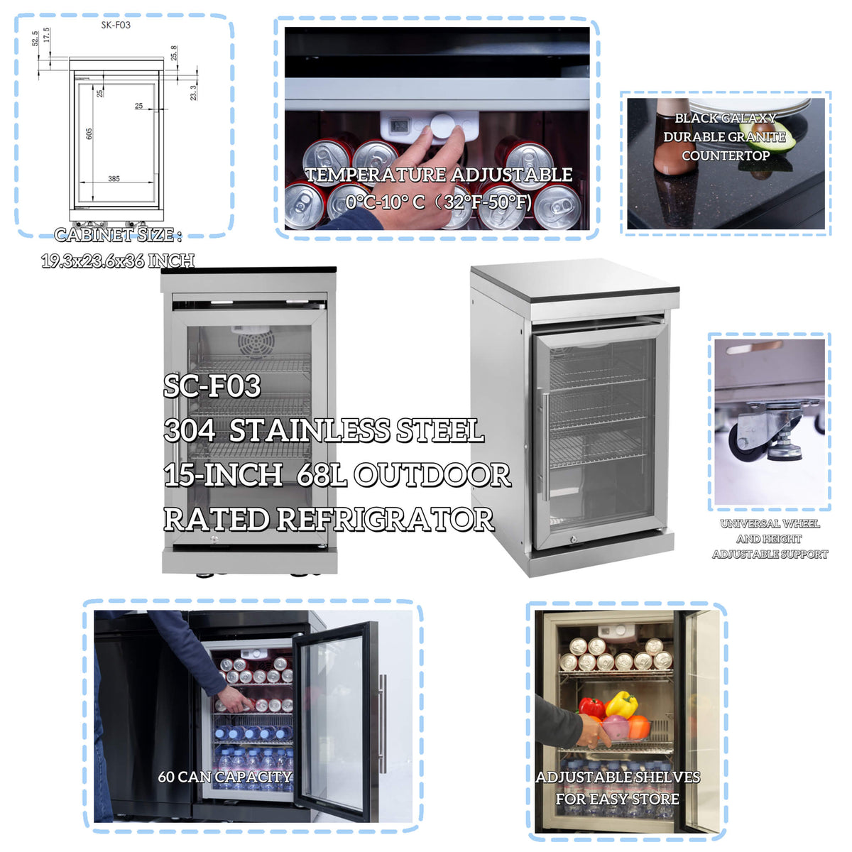 Castelle Flame 44-Inch 6-Burner Stainless Steel Outdoor Kitchen Island Grill