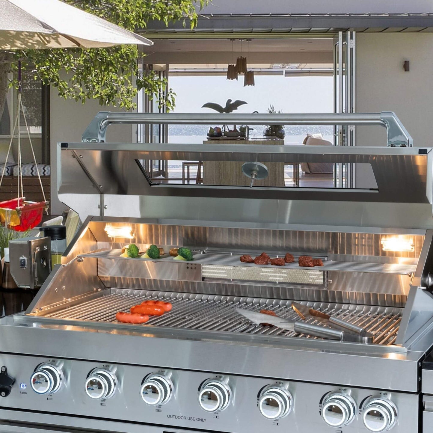 Castelle Flame 44-Inch 6-Burner Stainless Steel Outdoor Kitchen Island Grill