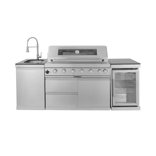 Castelle Flame 44-Inch 6-Burner Stainless Steel Outdoor Kitchen Island Grill