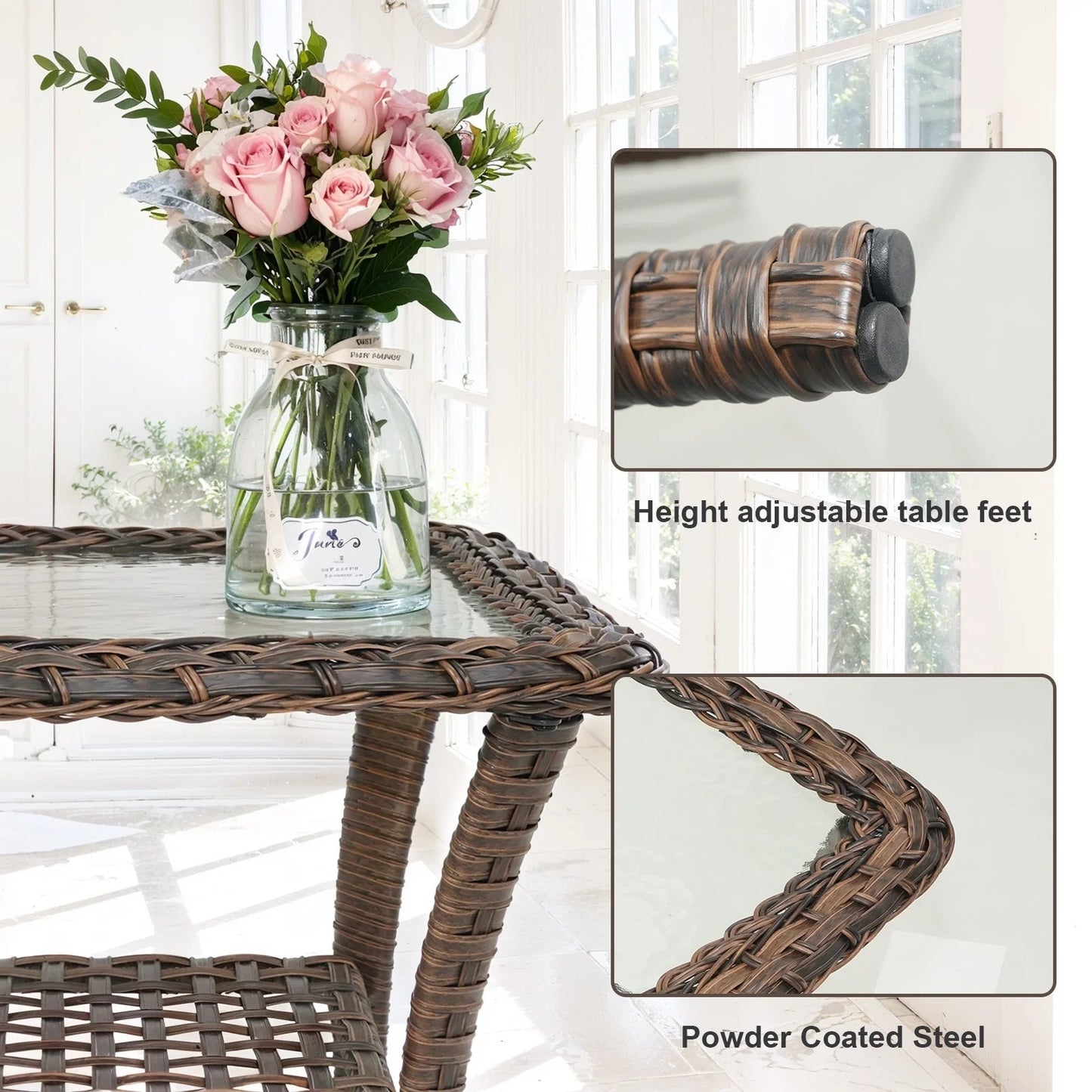 7-Piece Wicker Patio Set with Fire Pit Table