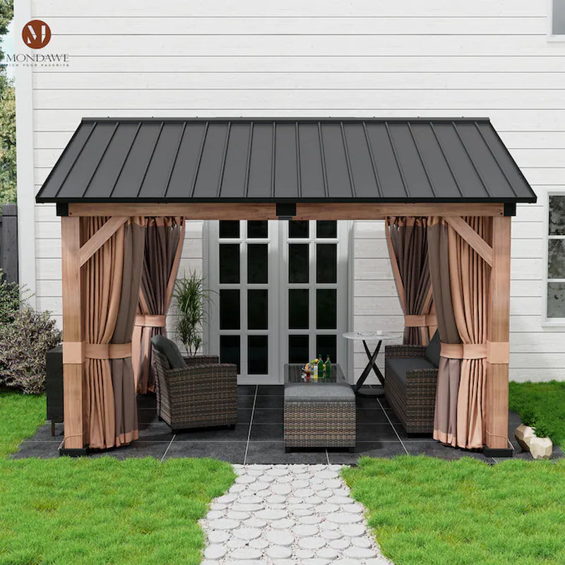 Alora 13 x 11 ft Brown Hardtop Gazebo with Screen