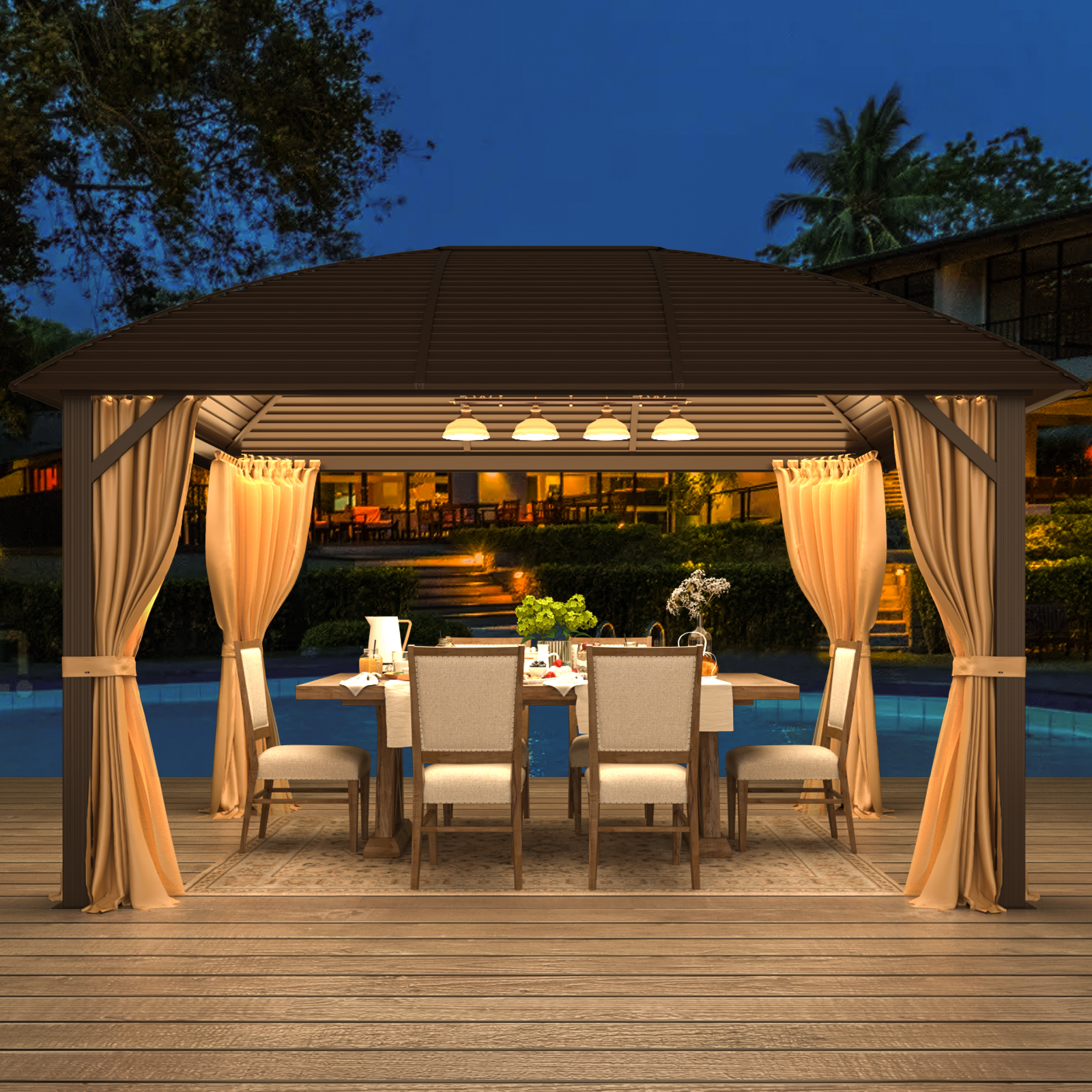 Homrest 10' x 13' Hardtop Gazebo with Galvanized Steel Roof with Aluminum Frame