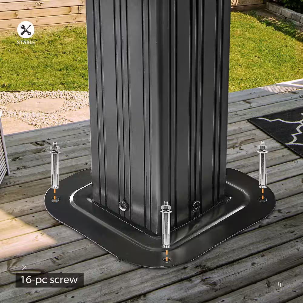 Alora Hardtop Aluminum Patio Gazebo with Double Roof, Netting, and Gray Curtains