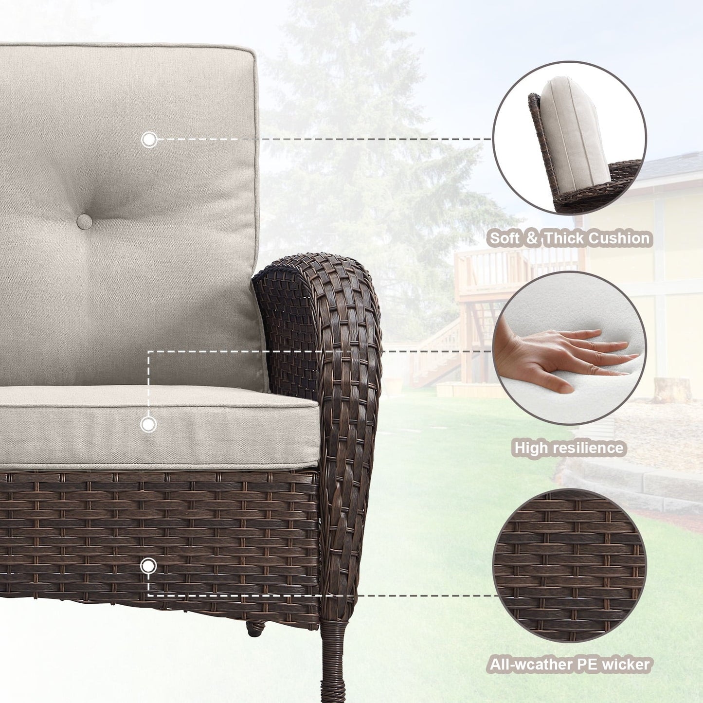 7-Piece Wicker Patio Set with Fire Pit Table