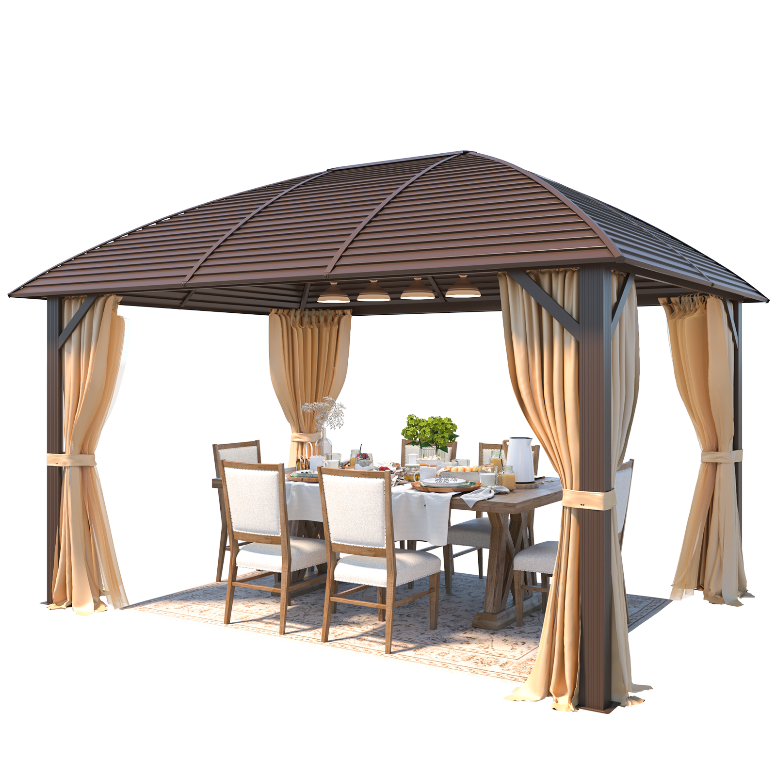 Homrest 10' x 13' Hardtop Gazebo with Galvanized Steel Roof with Aluminum Frame