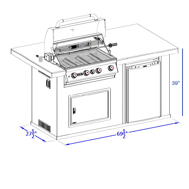 Bull Power Q 6.5-Foot BBQ Grill Island