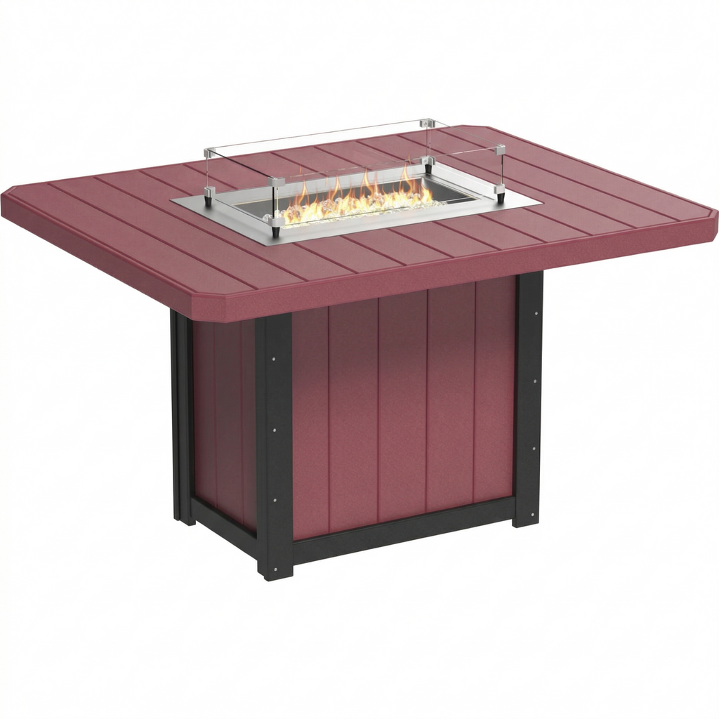 LuxCraft Lumin Fire Table 62″ Rectangular Counter Height