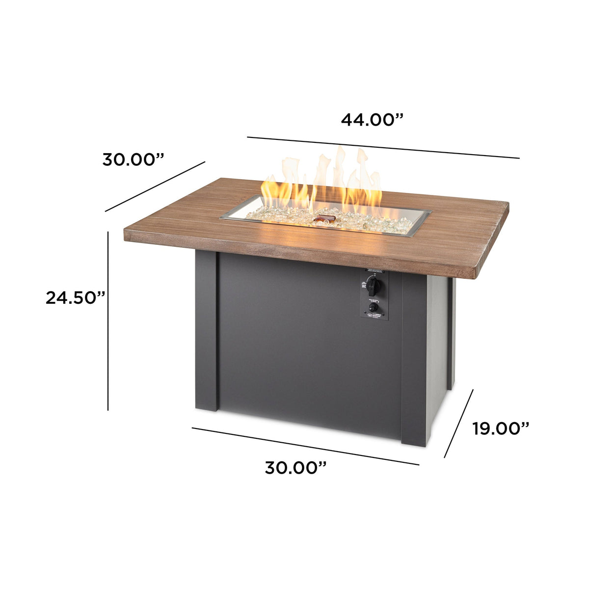 Outdoor GreatRoom Havenwood 44" Rectangular Gas Fire Pit Table