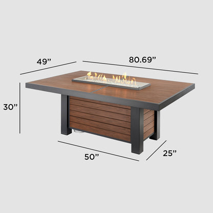 Outdoor GreatRoom Kenwood 81" Linear Dining Height Gas Fire Pit Table