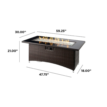 Outdoor GreatRoom Montego 59" Linear Gas Fire Pit Table