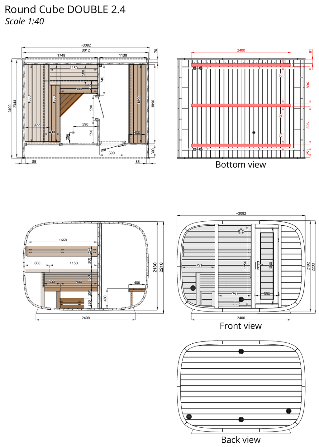 Leil Round Cube Double Sauna