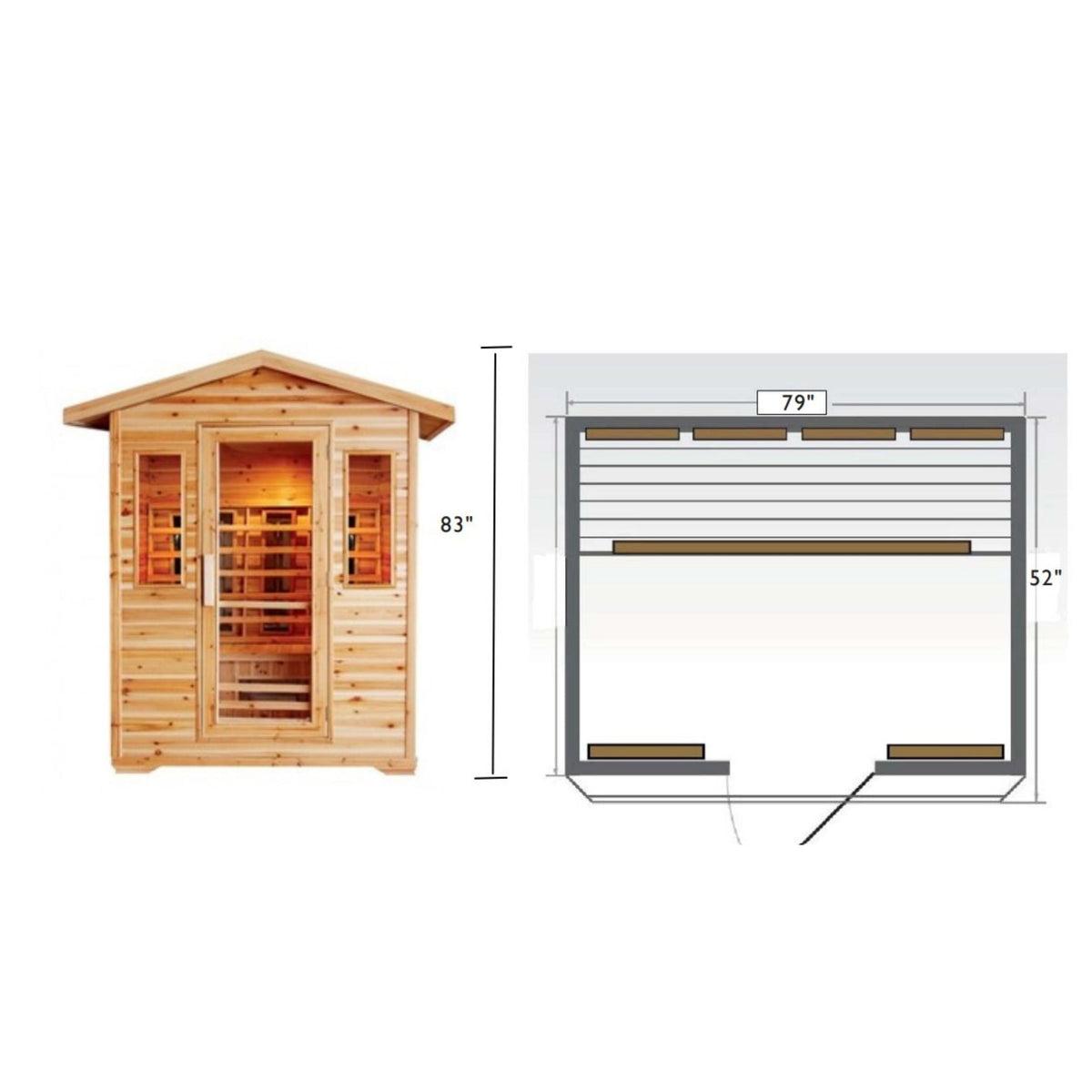 Sunray Sauna Cayenne 4 Person Outdoor Infrared Sauna - Rapid Halogen Heating HL400D3