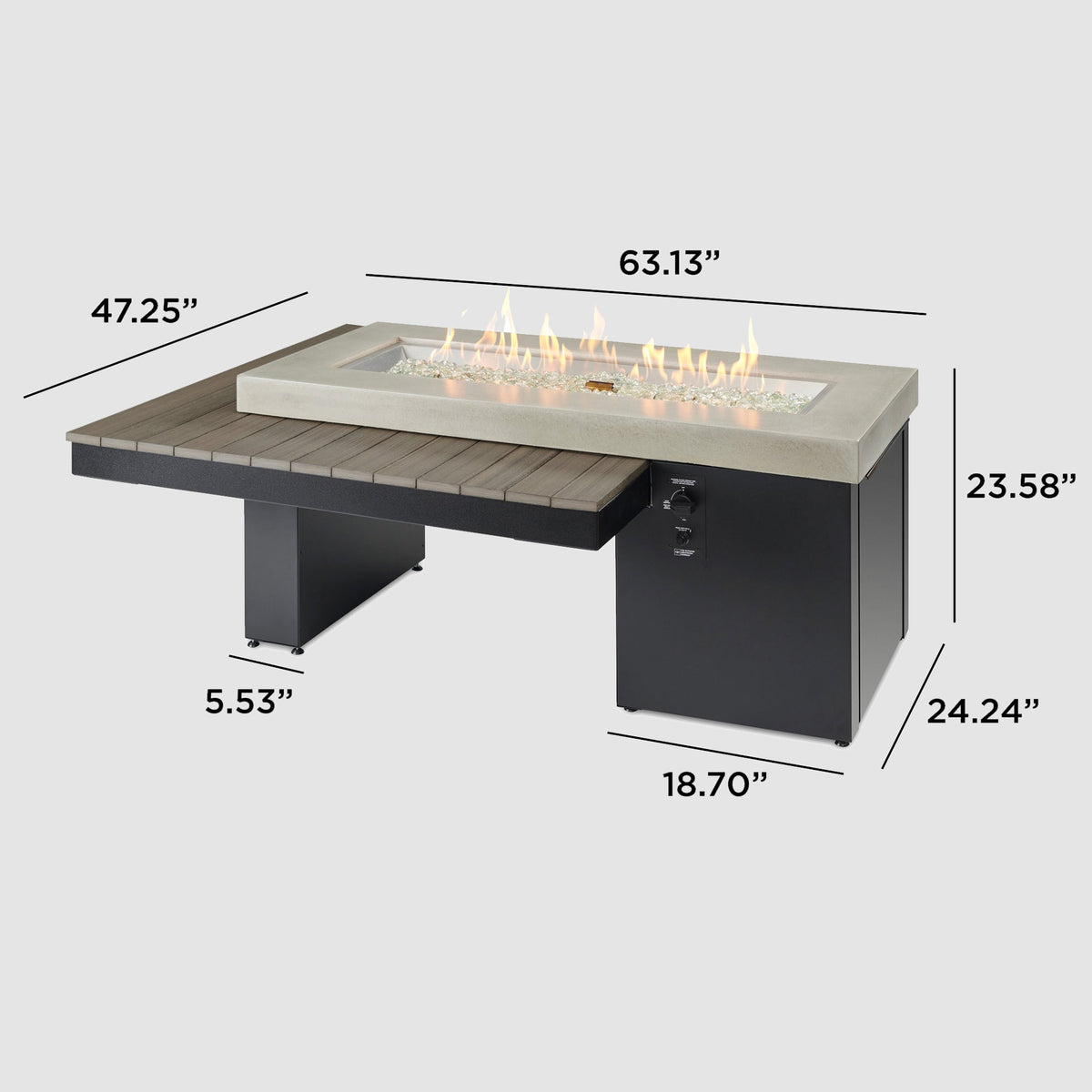 Outdoor GreatRoom Uptown 63" Linear Gas Fire Pit Table, Coastal Grey