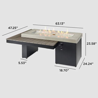 Outdoor GreatRoom Uptown 63" Linear Gas Fire Pit Table, Coastal Grey