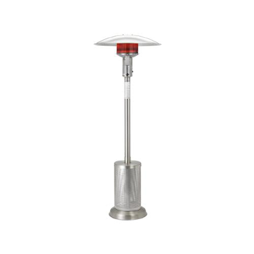 SunGlo A270SS portable propane patio heater in stainless steel with glowing emitter