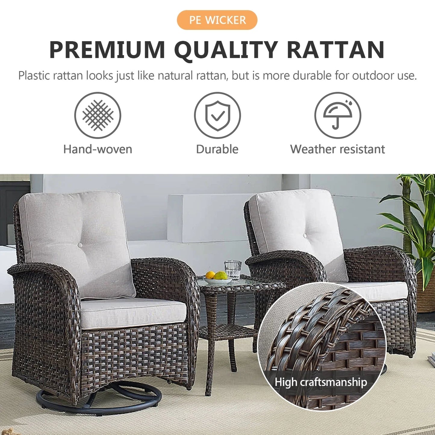 7-Piece Wicker Patio Set with Fire Pit Table