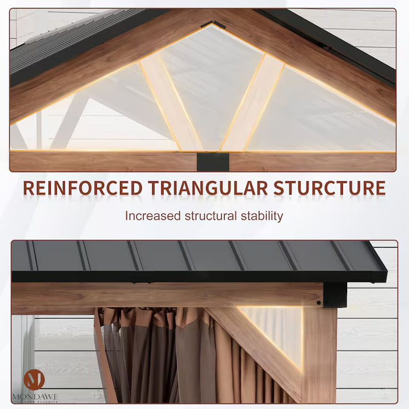 Alora 13 x 11 ft Brown Hardtop Gazebo with Screen