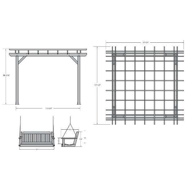 Bodhi Pergola (12 x 12) with 2 Lehigh 4ft Swings