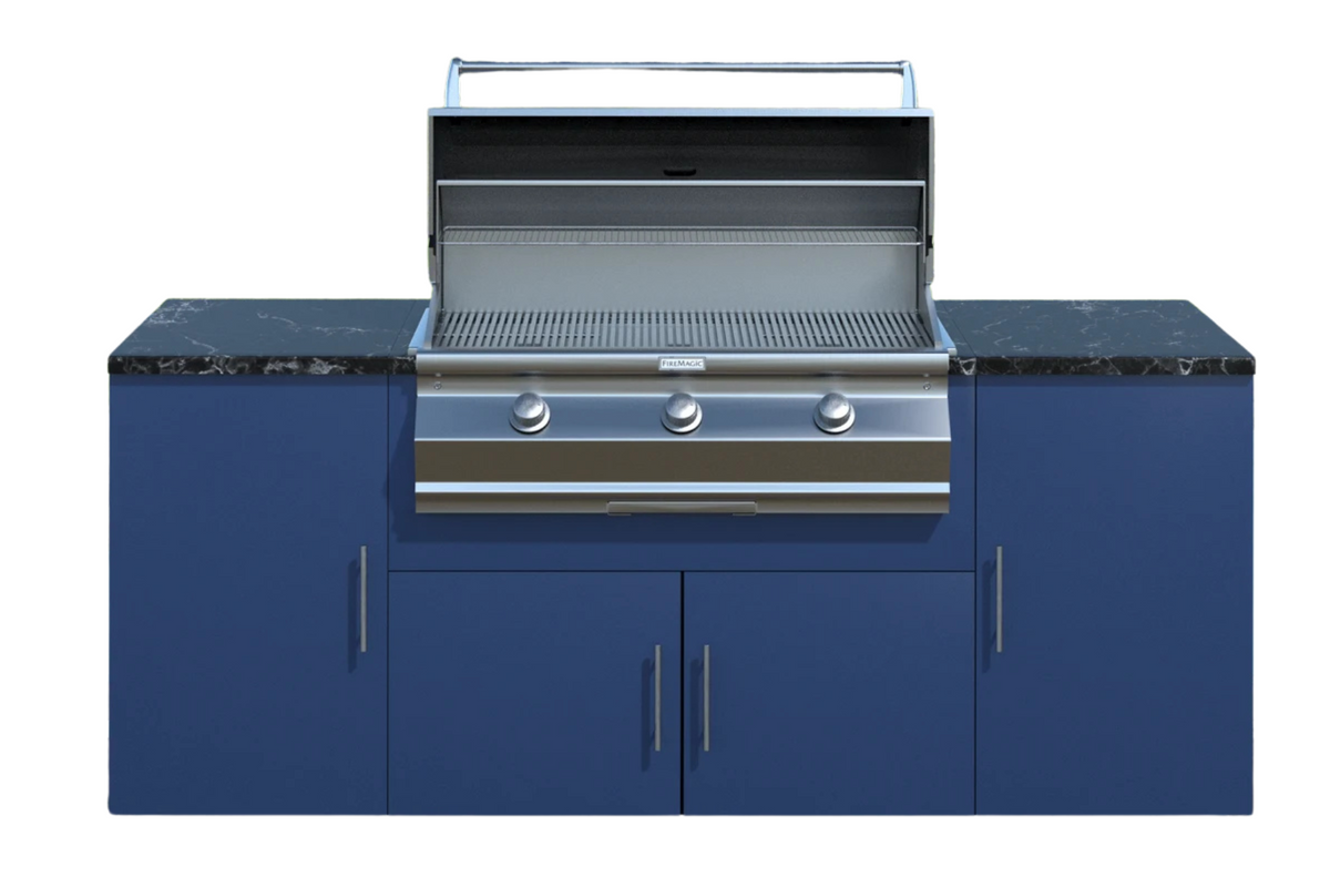 CasaBella Roma supplier layout illustration in a blue finish; appliance package and final configuration confirmed by quote.