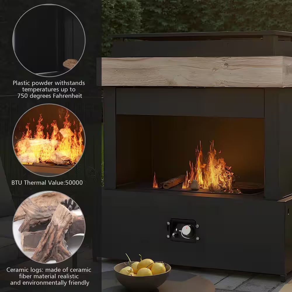 Evita 43 In. 50000BTU Propane Fire Pit Table Modern Outdoor Gas Fire Table