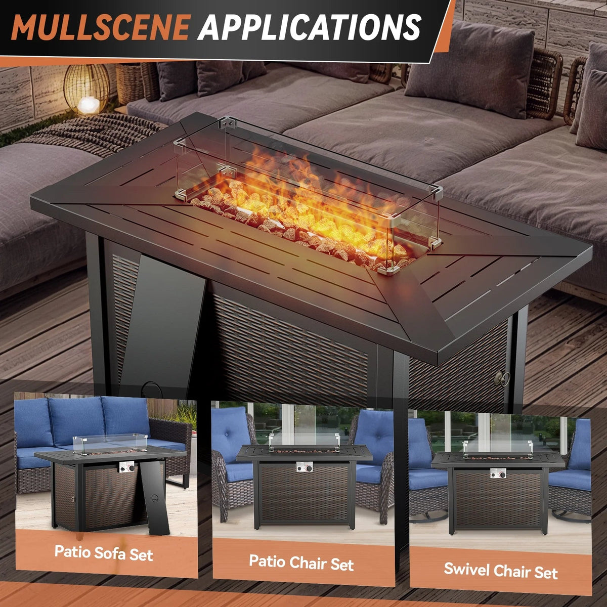 7-Piece Wicker Patio Set with Fire Pit Table