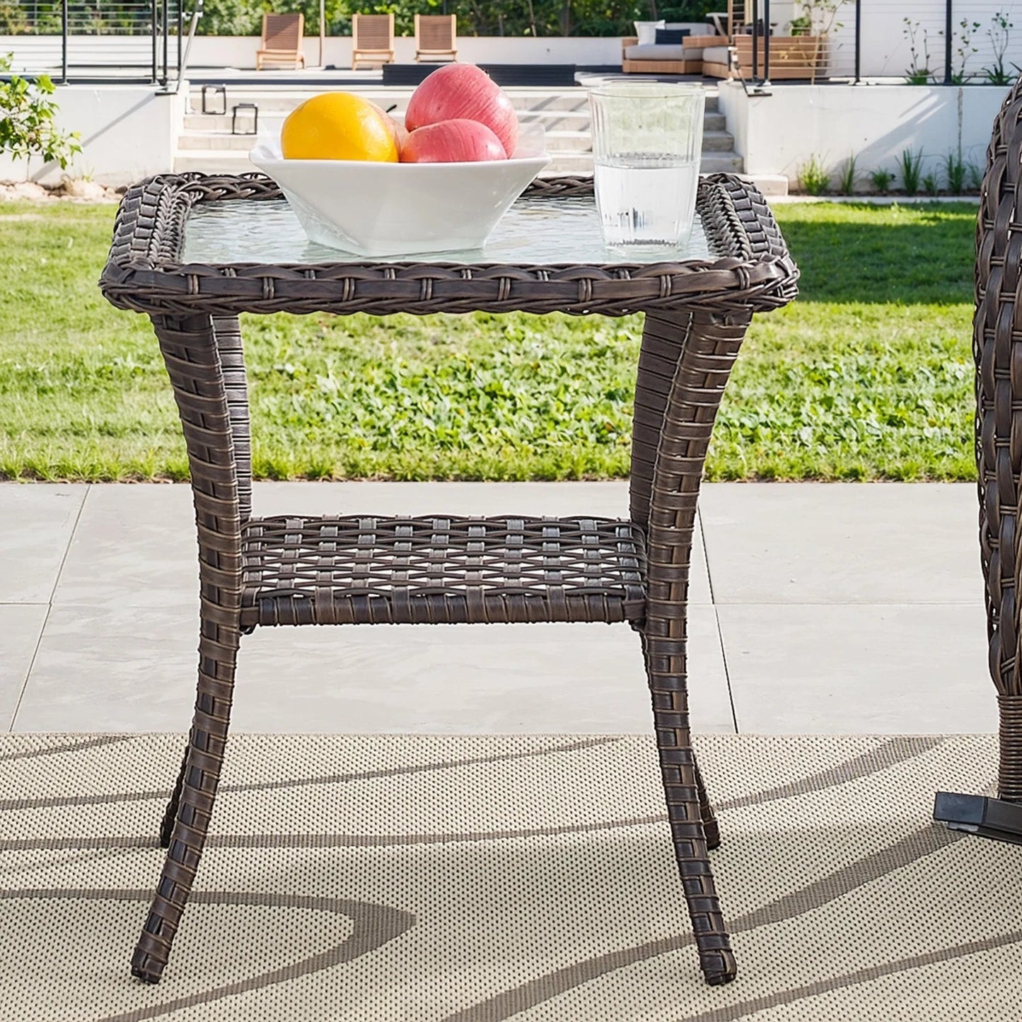7-Piece Wicker Patio Set with Fire Pit Table