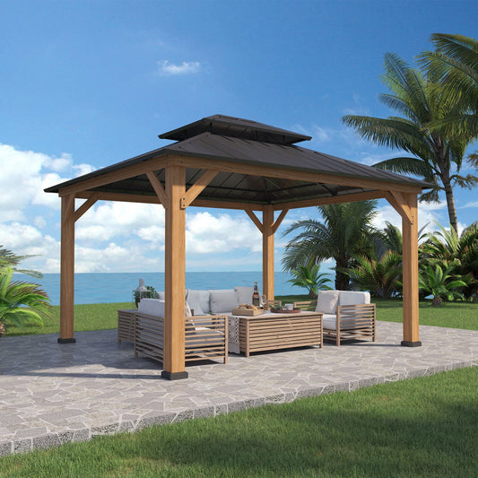 Eagle Peak 13x11 Hardtop Gazebo, Glavanized Steel Double Roof