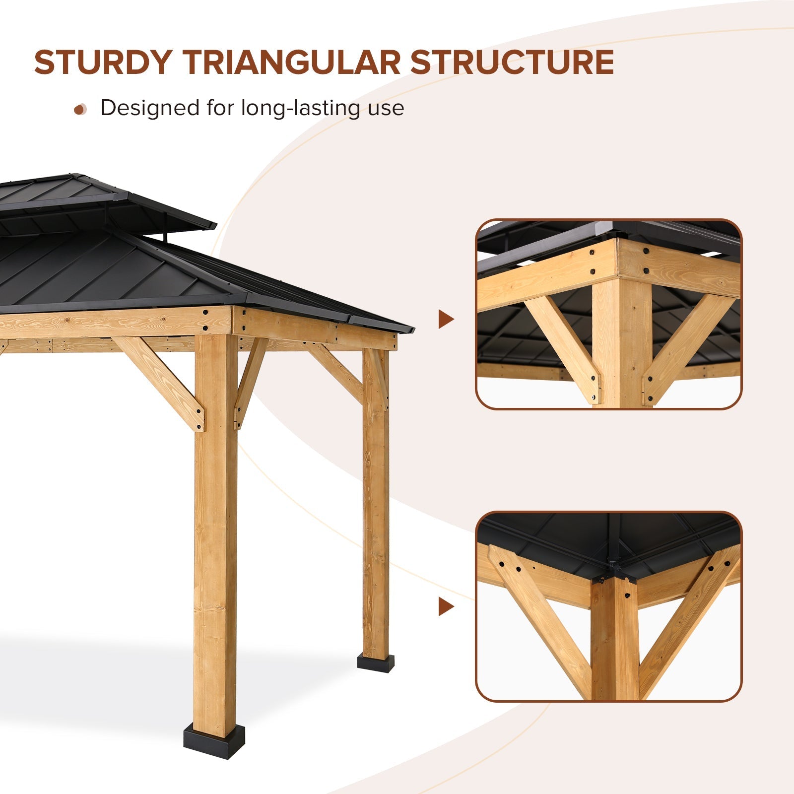 13x11 Hardtop Gazebo, Glavanized Steel Double Roof