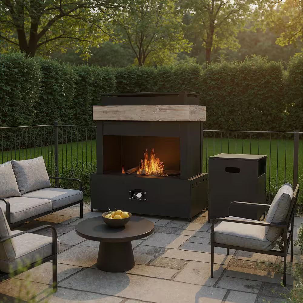 Evita 43 In. 50000BTU Propane Fire Pit Table Modern Outdoor Gas Fire Table