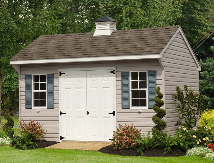 G-C Sheds Quaker, 10 × 14 ft — manufacturer catalog configuration; optional features may be shown