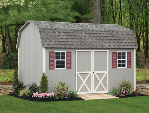 G-C Sheds Dutch Barn, 10 × 14 ft, Clay LP Smart Panel — manufacturer catalog configuration; optional features may be shown