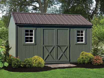 G-C Sheds Gable, 10 × 12 ft, Avocado LP Smart Panel — manufacturer catalog configuration; optional features may be shown