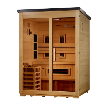 Golden Designs Carinthia 3-Person Flat-Roof Hybrid Outdoor Sauna | GDI-8023-01, exact-model manufacturer alternate view 1