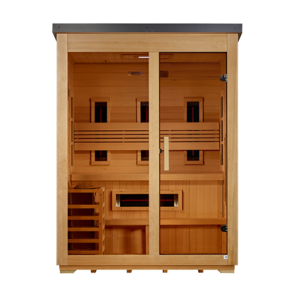 Golden Designs Carinthia 3-Person Flat-Roof Hybrid Outdoor Sauna | GDI-8023-01, exact-model manufacturer alternate view 2
