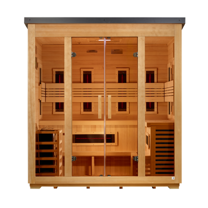 Golden Designs Gargellen 5-Person Flat-Roof Hybrid Outdoor Sauna | GDI-8025-01, exact-model manufacturer alternate view 1